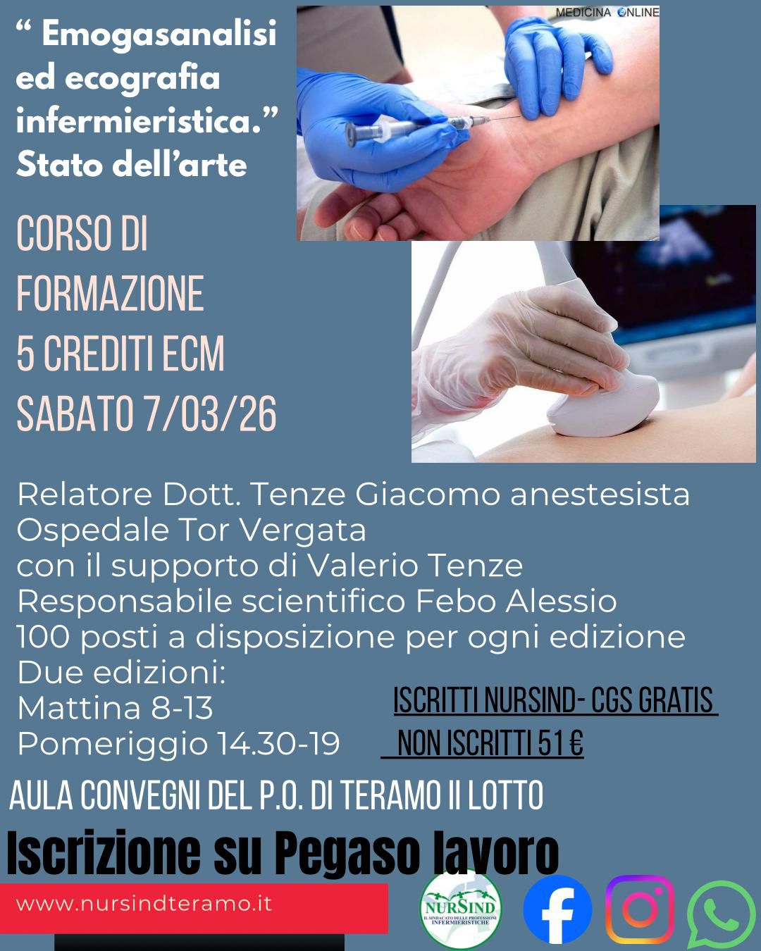 corso sulla ecografia infermieristica e l’emogasanalisi. Nursind Teramo