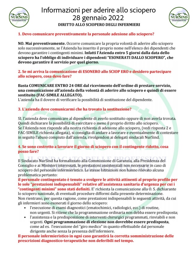 nursind teramo informazioni per aderire allo sciopero 28 gennaio 2022
