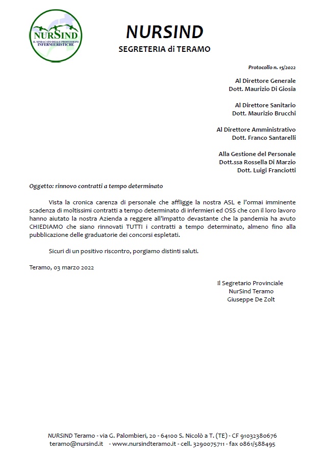 rinnovo contratti nursind teramo